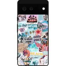 Coque Google Pixel 6 - Silicone rigide noir Summer 20 collage