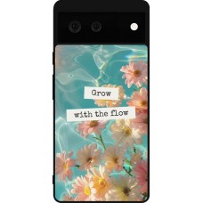 Coque Google Pixel 6 - Silicone rigide noir Summer 2025 Grow with the flow