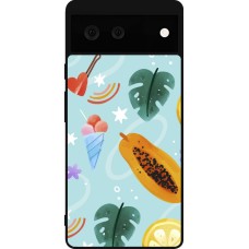 Google Pixel 6 Case Hülle - Silikon schwarz Summer 2025 Pattern papaya