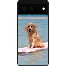 Coque Google Pixel 6 - Silicone rigide noir Summer Dog on Paddle