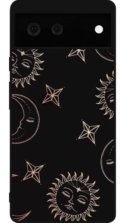 Google Pixel 6 Case Hülle - Silikon schwarz Suns and Moons