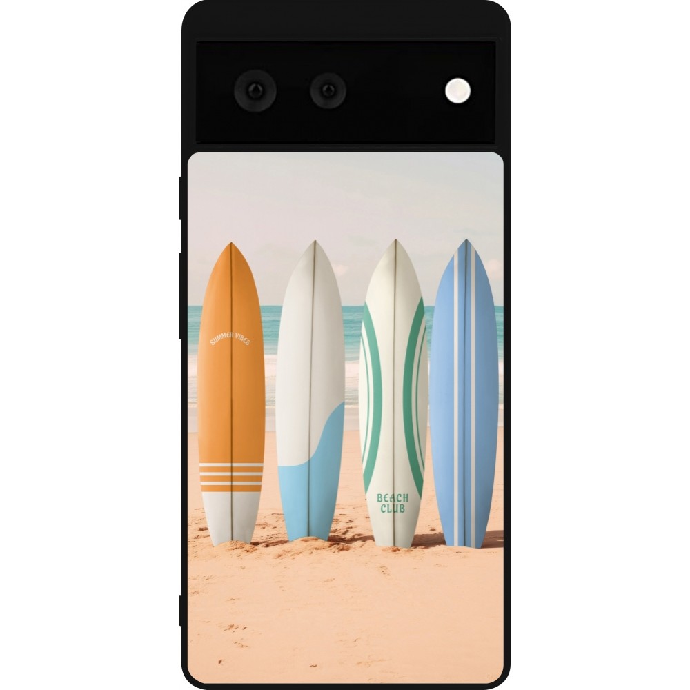 Google Pixel 6 Case Hülle - Silikon schwarz Summer surfboard 2025
