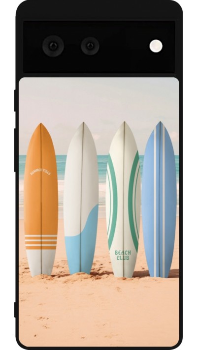 Google Pixel 6 Case Hülle - Silikon schwarz Summer surfboard 2025