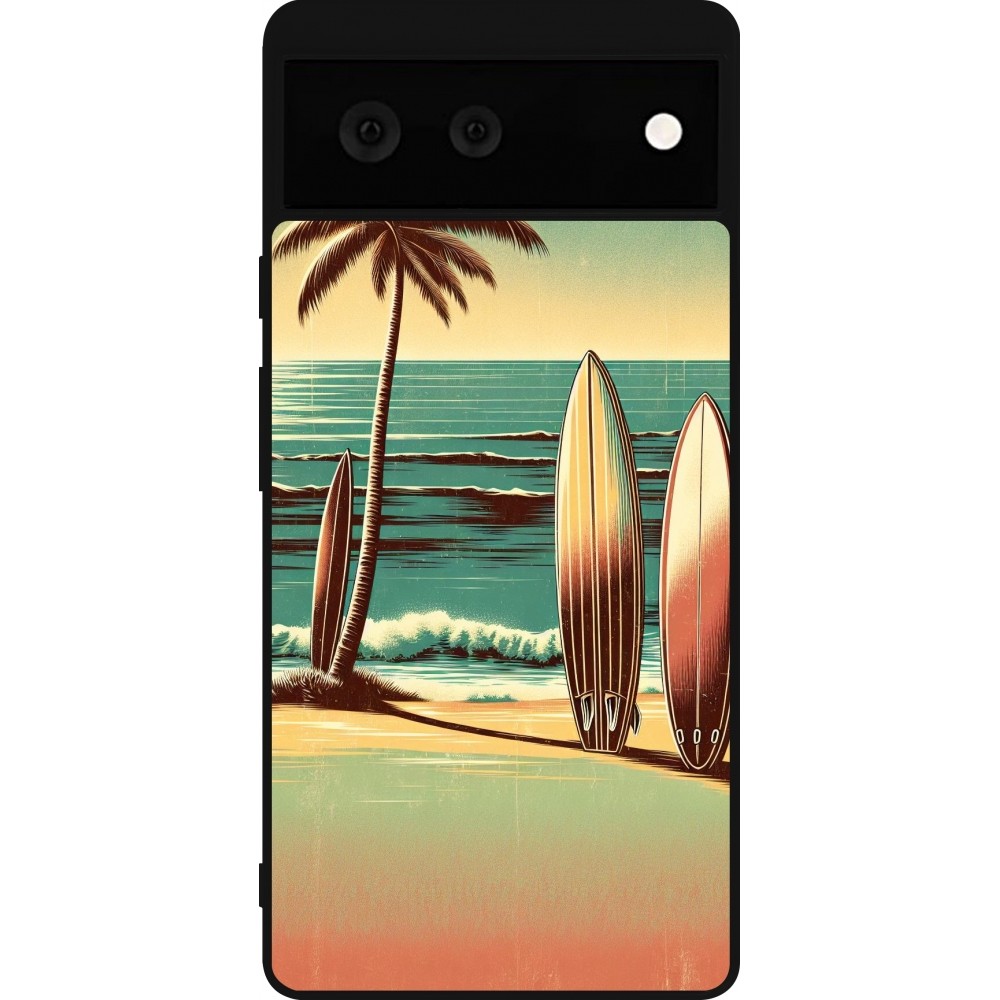 Google Pixel 6 Case Hülle - Silikon schwarz Surf Paradise