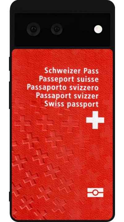 Coque Google Pixel 6 - Silicone rigide noir Swiss Passport