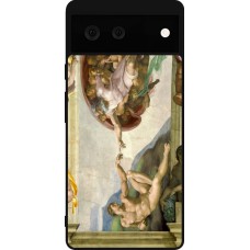 Google Pixel 6 Case Hülle - Silikon schwarz Kunstbild - Die Erschaffung Adams - Michelangelo