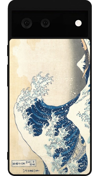 Google Pixel 6 Case Hülle - Silikon schwarz Kunstbild - Die große Welle vor Kanagawa - Hokusai