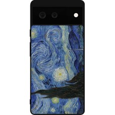Coque Google Pixel 6 - Silicone rigide noir Tableau art - La Nuit étoilée - Van Gogh