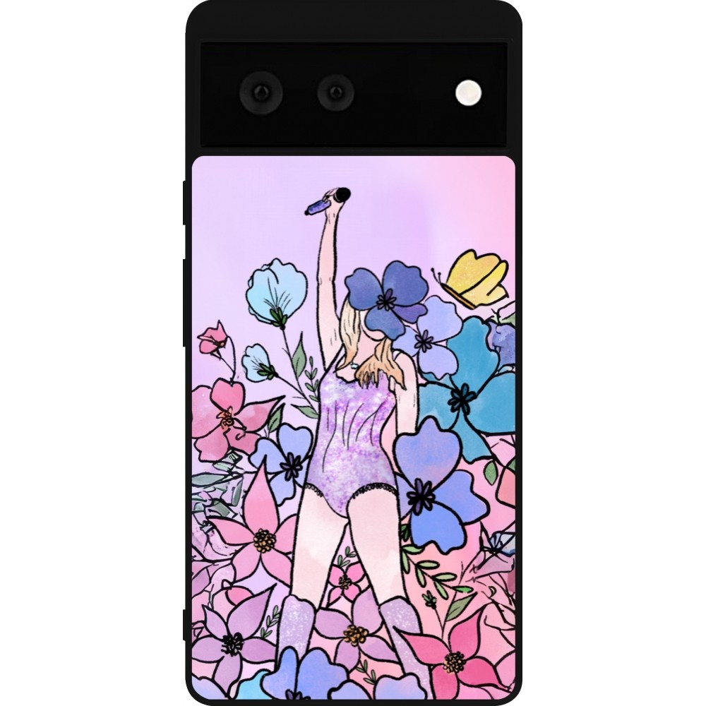 Coque Google Pixel 6 - Silicone rigide noir Taylor Swift Sketch - Pink