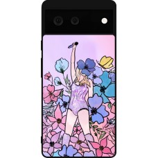 Coque Google Pixel 6 - Silicone rigide noir Taylor Swift Sketch - Pink