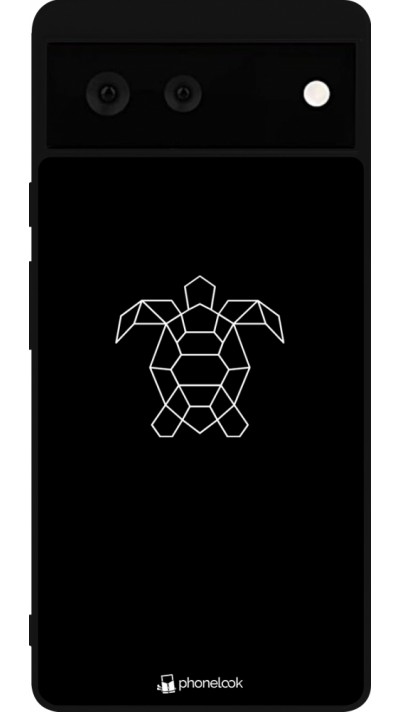 Coque Google Pixel 6 - Silicone rigide noir Turtles lines on black