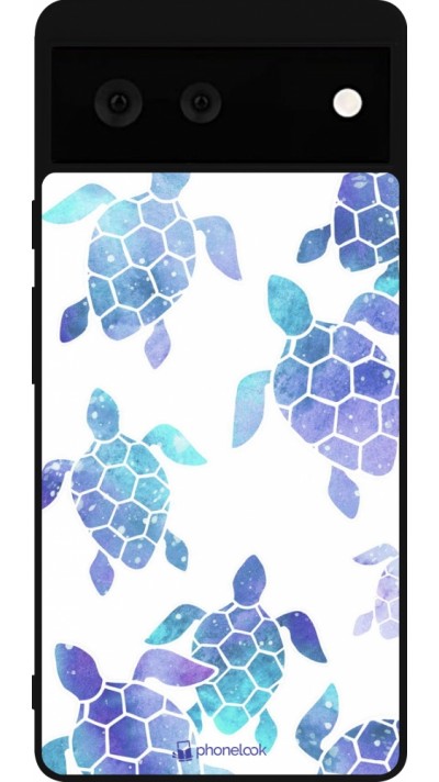 Coque Google Pixel 6 - Silicone rigide noir Turtles pattern watercolor