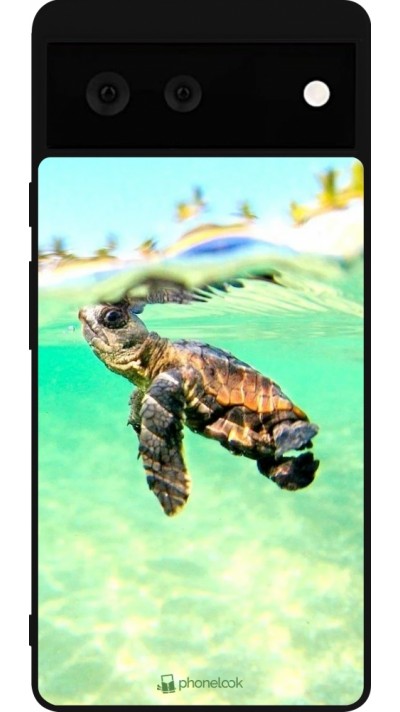 Coque Google Pixel 6 - Silicone rigide noir Turtle Underwater