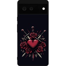 Coque Google Pixel 6 - Silicone rigide noir Valentine 2024 gothic love