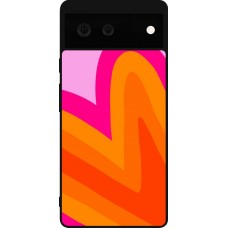 Coque Google Pixel 6 - Silicone rigide noir Valentine 2024 heart gradient