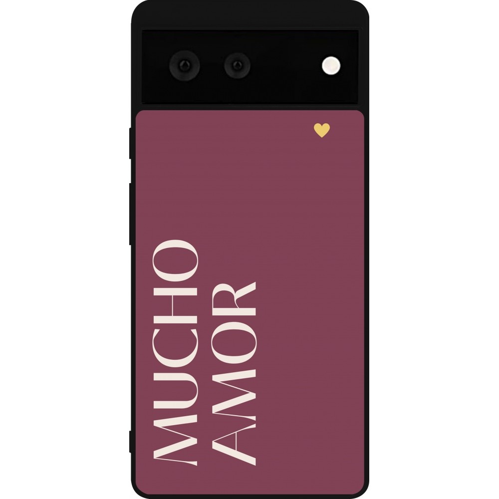 Google Pixel 6 Case Hülle - Silikon schwarz Valentine 2024 mucho amor rosado