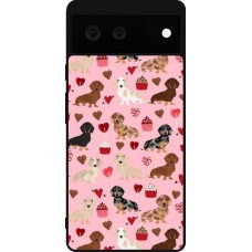 Google Pixel 6 Case Hülle - Silikon schwarz Valentine 2024 puppy love