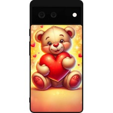 Google Pixel 6 Case Hülle - Silikon schwarz Valentin 2024 Teddy Liebe