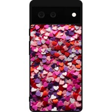 Google Pixel 6 Case Hülle - Silikon schwarz Valentin 2025 Konfetti