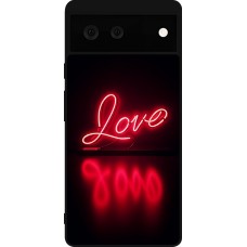 Google Pixel 6 Case Hülle - Silikon schwarz Valentine 2025 Neon Liebe