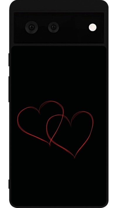 Coque Google Pixel 6 - Silicone rigide noir Valentine 2023 attached heart