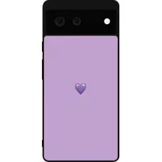 Coque Google Pixel 6 - Silicone rigide noir Valentine 2023 purpule single heart