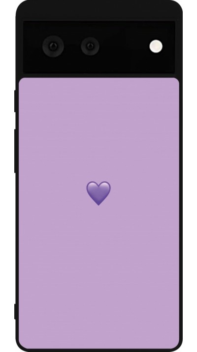 Coque Google Pixel 6 - Silicone rigide noir Valentine 2023 purpule single heart