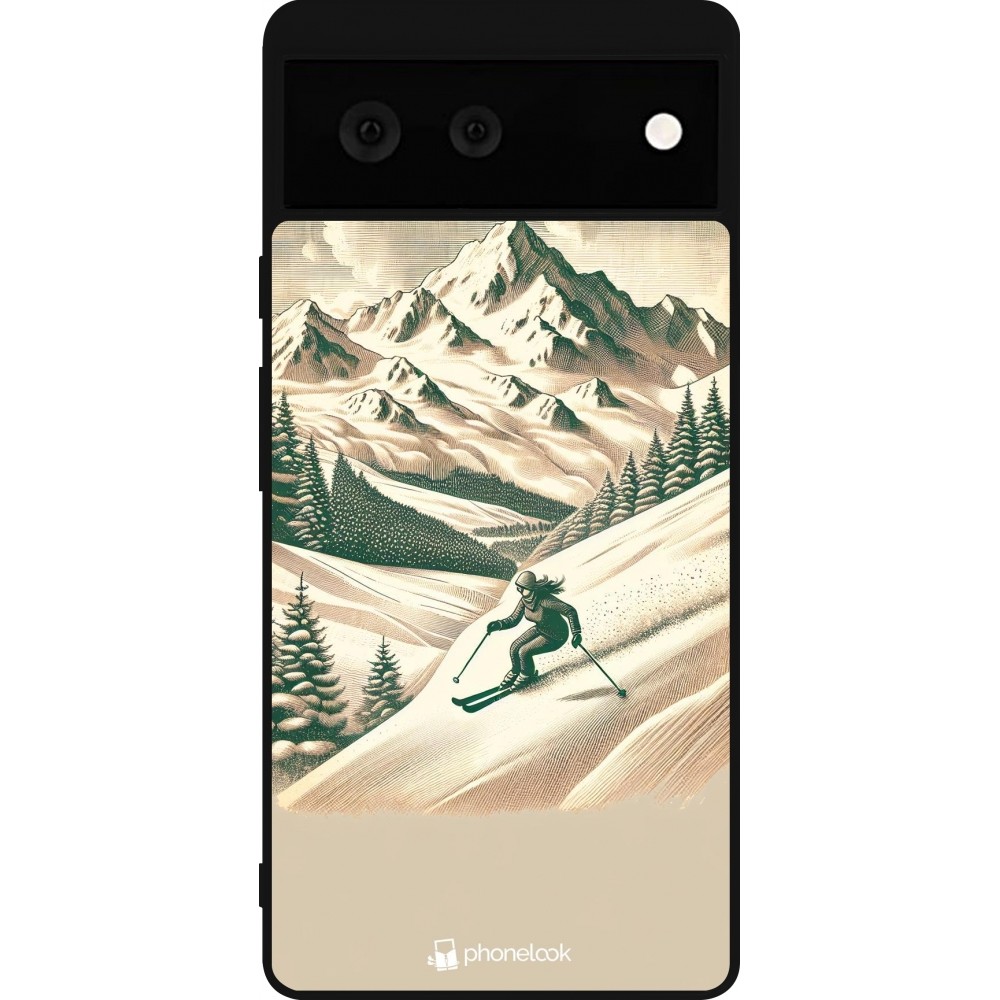 Google Pixel 6 Case Hülle - Silikon schwarz Vintage Skiberg