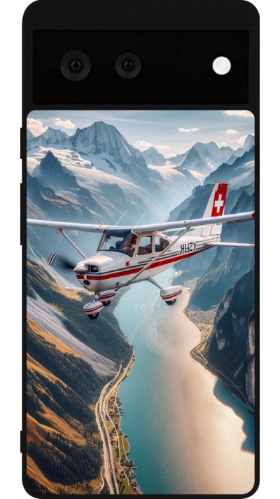 Google Pixel 6 Case Hülle - Silikon schwarz Schweizer Alpenflug