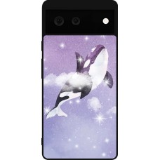 Google Pixel 6 Case Hülle - Silikon schwarz Whale in sparking stars
