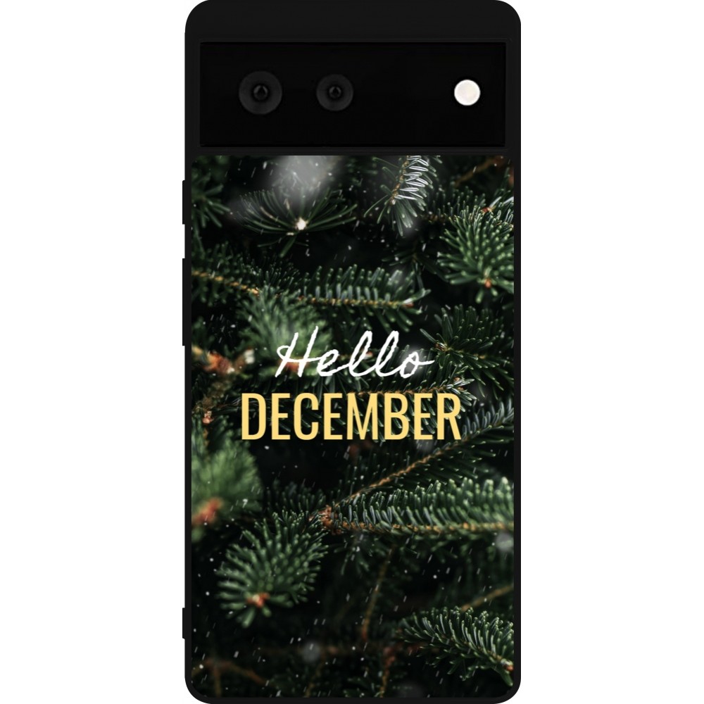 Coque Google Pixel 6 - Silicone rigide noir Winter 25 Winter hello december