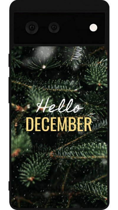 Coque Google Pixel 6 - Silicone rigide noir Winter 25 Winter hello december