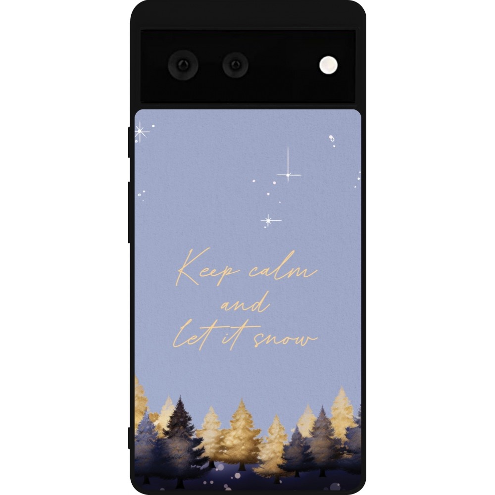 Coque Google Pixel 6 - Silicone rigide noir Winter 25 Winter illustration of trees
