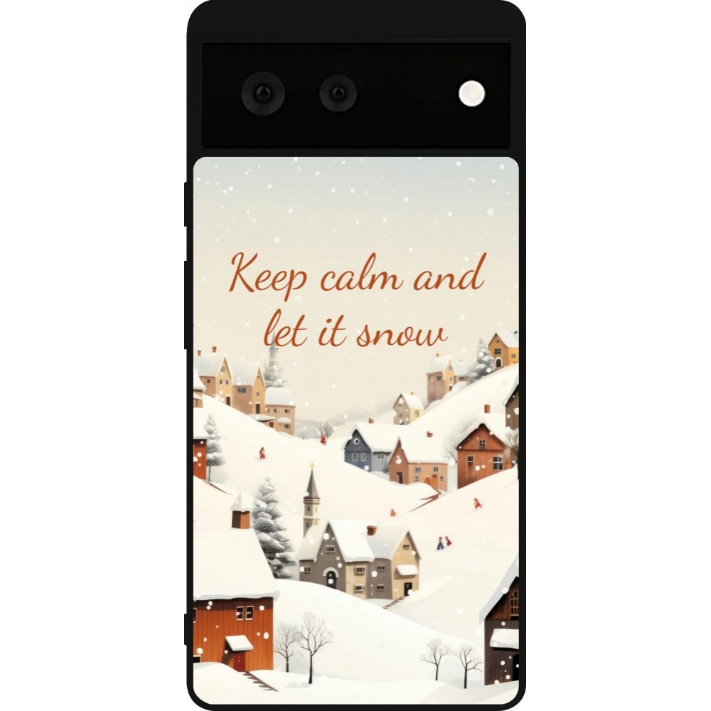 Coque Google Pixel 6 - Silicone rigide noir Winter 25 Winter Keep calm and let it snow