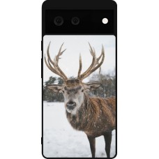 Coque Google Pixel 6 - Silicone rigide noir Winter 25 Winter reindeer