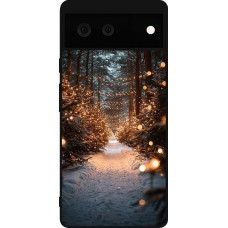 Coque Google Pixel 6 - Silicone rigide noir Winter 25 Winter snowy road