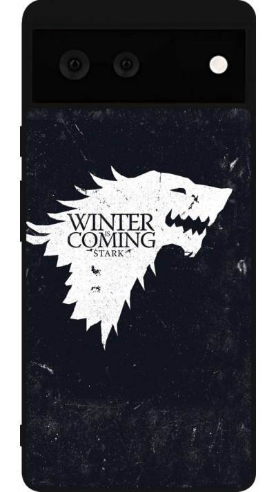 Coque Google Pixel 6 - Silicone rigide noir Winter is coming Stark