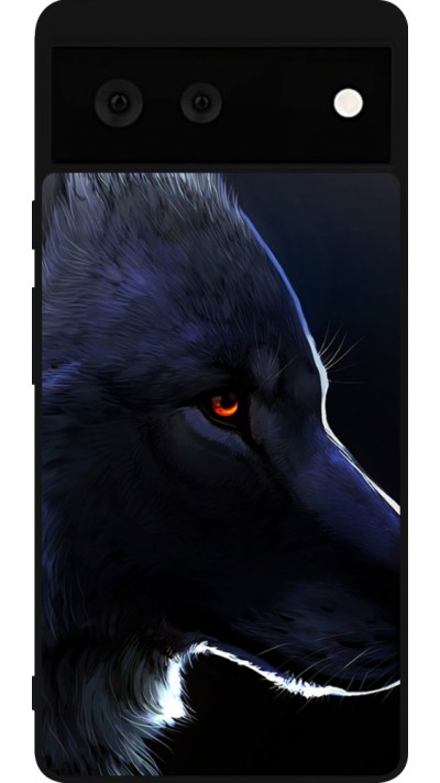 Coque Google Pixel 6 - Silicone rigide noir Wolf Shape