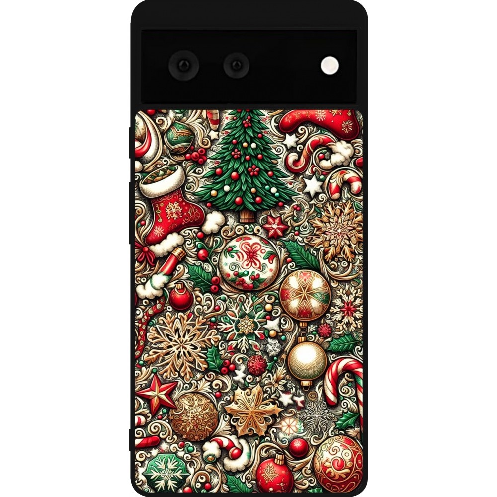 Google Pixel 6 Case Hülle - Silikon schwarz Weihnachten 2023 Mikromuster
