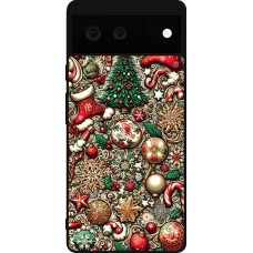 Google Pixel 6 Case Hülle - Silikon schwarz Weihnachten 2023 Mikromuster