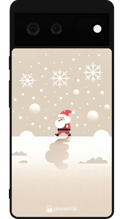Coque Google Pixel 6 - Silicone rigide noir Noël 2023 Minimalist Santa