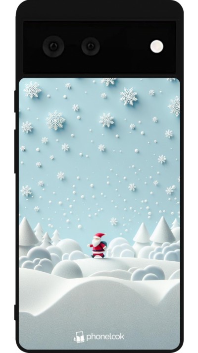 Coque Google Pixel 6 - Silicone rigide noir Noël 2023 Petit Père Flocon