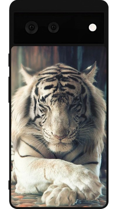 Coque Google Pixel 6 - Silicone rigide noir Zen Tiger