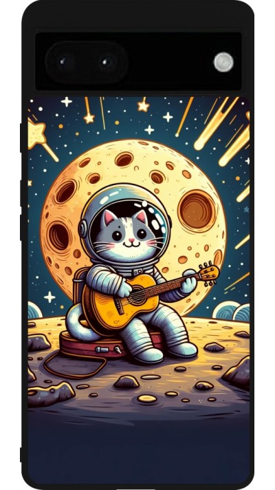 Coque Google Pixel 6a - Silicone rigide noir AstroCat RockLune