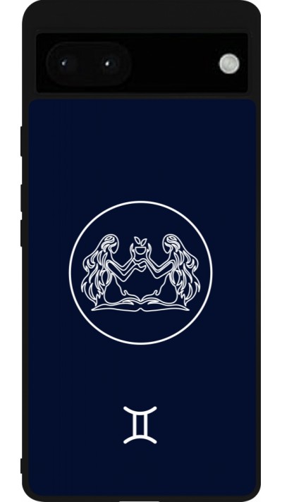 Coque Google Pixel 6a - Silicone rigide noir Astrologie Gémeaux