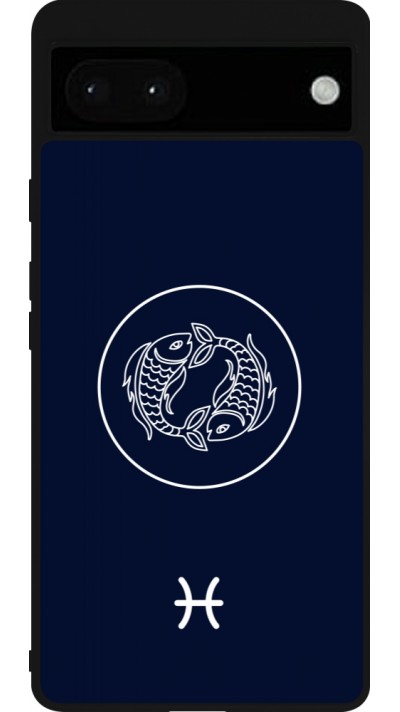 Coque Google Pixel 6a - Silicone rigide noir Astrologie Poissons