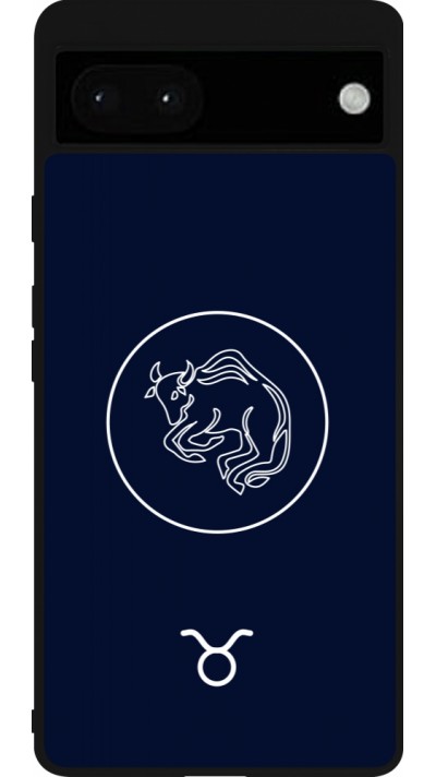 Coque Google Pixel 6a - Silicone rigide noir Astrologie Taureau