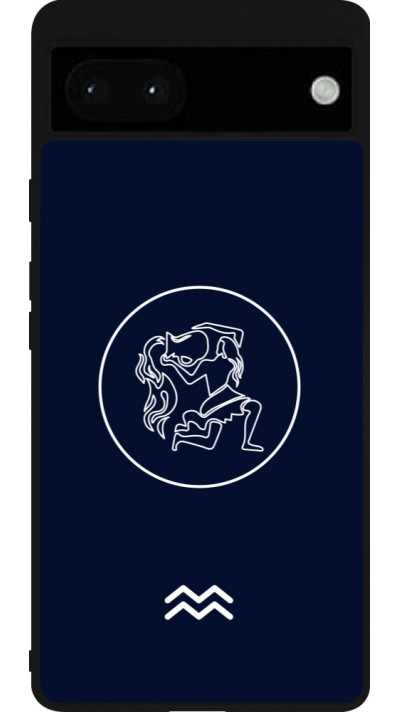 Coque Google Pixel 6a - Silicone rigide noir Astrologie Verseau