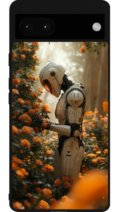 Google Pixel 6a Case Hülle - Silikon schwarz Astronaut flowers 2025