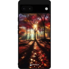 Google Pixel 6a Case Hülle - Silikon schwarz Herbstlicher goldener Glanz